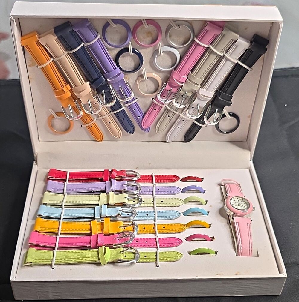 Geneva Women’s Multicolor Two-Piece Wristwatch Band Set w/ Buckles